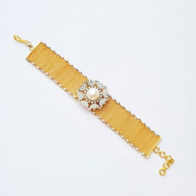 American Diamond Pearl Flower Bracelet - B2919