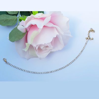 Anklet - Clear Crystal & Gold - A06CG